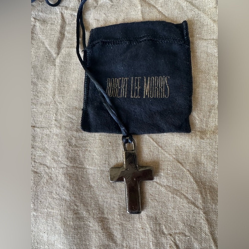 Rare VTG Robert Lee Morris RLM Blackened Sterling Silver Rugged Cross Necklace